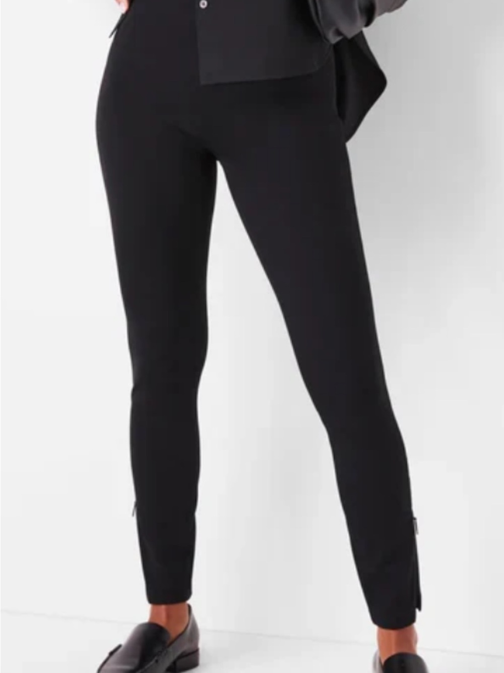 SPANX Black Ponte Skinny Ankle Zip Pants